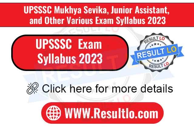 UPSSSC  Exam Syllabus 2023