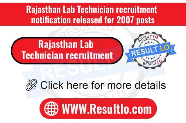 Rajasthan Lab Technician recruitment