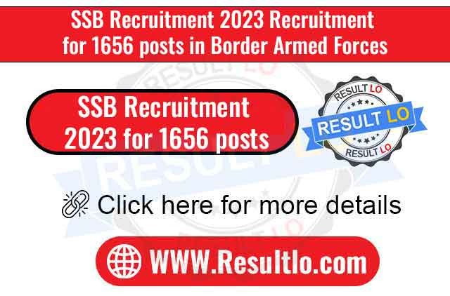 SSB Recruitment 2023 for 1656 posts