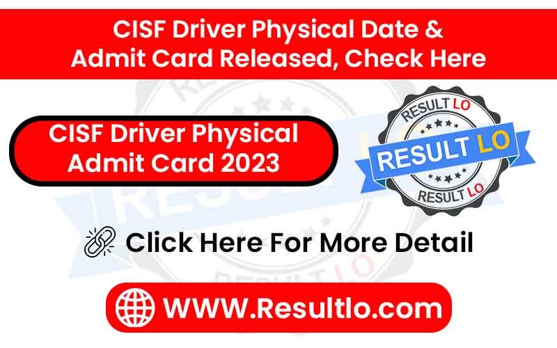 CISF Driver Physical Admit Card 2023