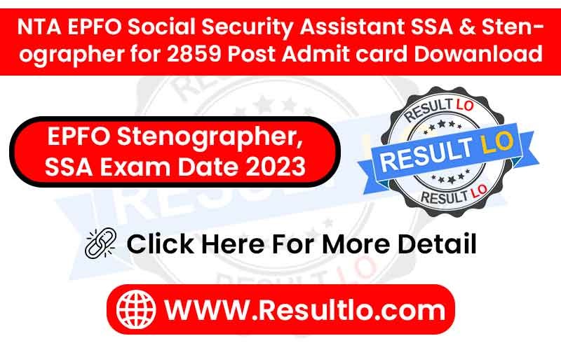 EPFO Stenographer, SSA Exam Date 2023