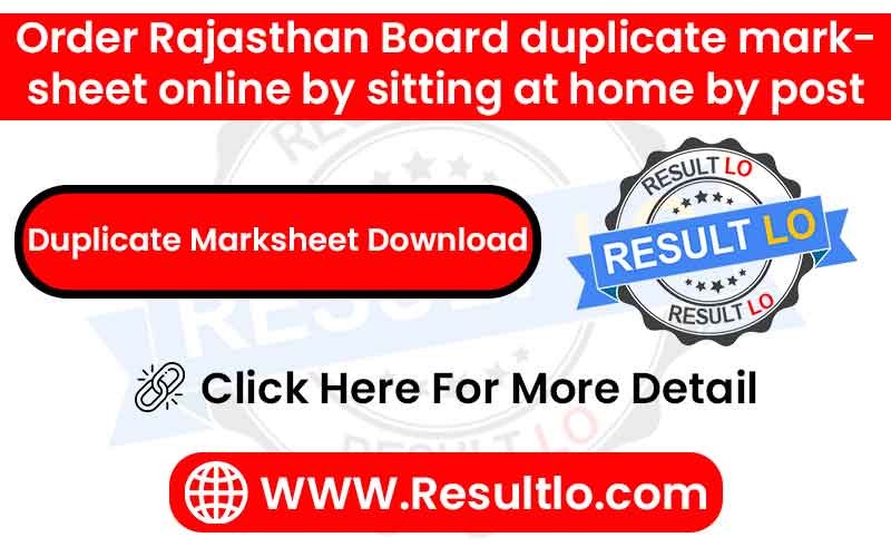 Rajasthan Board Duplicate Marksheet Download