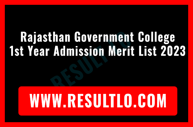 Rajasthan Government College 1st Year Admission Merit List 2023