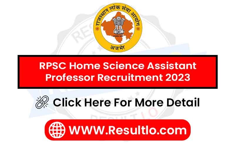RPSC Home Science Assistant Professor Recruitment 2023