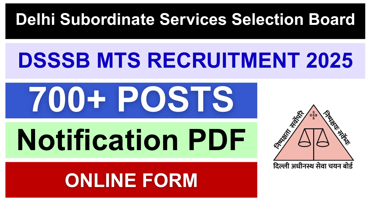 DSSSB MTS Recruitment 2025